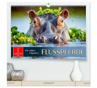 Flusspferde - die stillen Giganten (hochwertiger Premium Wandkalender 2026 DIN A2 quer), Kunstdruck in Hochglanz: Sanfte Giganten. Staunen. Schmunzeln. Träumen.