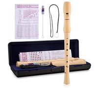 Flûte à bec baroque à 8 trous, enregistreur soprano en do fabriqué en bois d'érable avec étui de rangement, tableau des doigts et tige de nettoyage pour enfants et adultes débutants