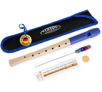Flute a Bec Bois en Erable Soprano Doigte Allemande Blu avec Graisse Set