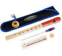 Flute a Bec Bois en Erable Soprano Doigte Allemande Rouge avec Graisse Set