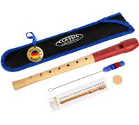 Flute a Bec Bois en Erable Soprano Doigte Baroque Rouge avec Graisse Set
