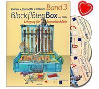 Flûte à bec Box Volume 3 Flûte à bec scolaire avec 3 CD par Daniel Hellbach morceaux improvisations exercices techniques théorie et solfège avec pince pour partitions en forme de cœur colorée.