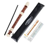 Classic Cantabile Stellina Flûte à Bec Soprano Do, doigté baroque, plastique, idéale débutants et avancés, avec étui, baguette de nettoyage et tableau des doigtés, marron.