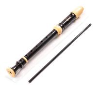 Flûte à bec soprano baroque de qualité pour débutant - 3 pièces - Noir et crème - Avec étui de transport transparent et tige de nettoyage DR205