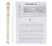 Flûte à bec soprano en plastique avec configuration à 8 trous et disposition de doigté allemande, conçue pour l'intonation et une utilisation éducative (blanc)