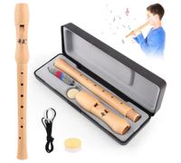 Flûte à Bec Soprano pour Débutants Enfants, Bois D'érable,Doigté Allemand, Manche Baroque, Flûte à Bec Instrument, Flute Enfant Flute A Bec 8 Trous, Livré Avec Boîte, Tige de Nettoyage, Lubrifiant
