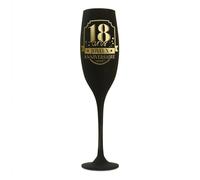 Flûte à champagne - Anniversaire - 18 ans - Noir et Or - Verre à pied - Cadeau