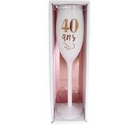 Flûte à champagne - STC - Anniversaire 40 ans - Verre blanc et rose - Élégante - 1 pièce