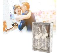 Flûte à champagne - Verres à vin de mariage, dentelle blanche, flûte de couple gravée, longue durée, design moderne | Faveur de toast d’anniversaire de marié de mariée nouvellement mariée, cadeau roma