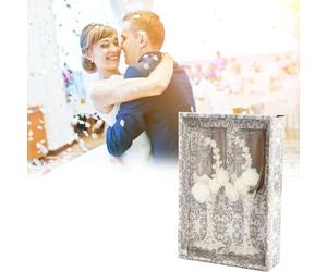 Flûte à champagne - Verres à vin de mariage, dentelle blanche, flûte de couple gravée, longue durée, design moderne | Faveur de toast d’anniversaire de marié de mariée nouvellement mariée, cadeau roma