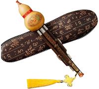 Flûte à Cucurbitacées pour Débutant Instrument De Musique Jouant du Hulusi en Do Bémol B en La Flûte à Cucurbitacées Tricolore Facile à Apprendre Flûte à Cale, Brown, A-Key