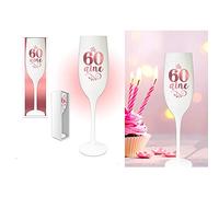 Flûte Anniversaire 60 Ans Blanche aux Reflets cuivrés Sobre et élégante.