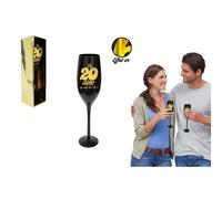Flute Champagne Anniversaire 20 aine Noire effet Or