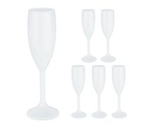 Relaxdays Flûte à champagne en plastique, lot de 6, robuste et sans BPA, réutilisable, capacité : 160 ml, blanche