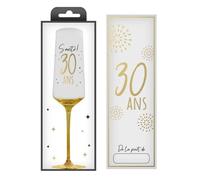 FLÛTE CHAMPAGNE VERRE 30 ANS 24CM BLANC OR