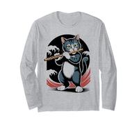 Flûte Chat Classique Musique Joueur Chaton Flûtiste Flûtiste Manche Longue