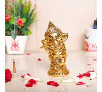 Flûte de Ganesh en métal, statue de Ganpati, décoration d'intérieur, décoration de bureau, décoration de vitrine, cadeau de Diwali, cadeau d'anniversaire, cadeau de retour, cadeau d'entreprise