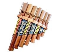Flûte de pan en bambou, Péruvienne Artisanale 7 notes décorée