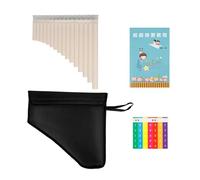 FlûTe De Pan Miniature Panpipes à 16 tuyaux avec boîte de rangement portable, flûte multi-tubes, Instrument musique vent en bois for étudiants débutants, cadeau(Off-White)