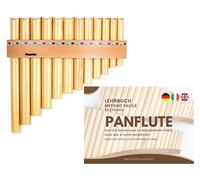 Flûte de Pan Plaschke avec ceinture en bois, fait à la main avec livre d’instructions, 12 tubes-Do