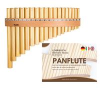 Flûte de Pan Plaschke avec ceinture en bois, fait à la main avec livre d’instructions, 18 tubes-Sol