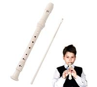 Flute Enfant Flute a Bec Avec Tige de Nettoyage Flûte à Bec Soprano Instrument de Style Allemand Soprano 8 Trous Plastique Amovible pour Enfants Débutants Adultes | Beige