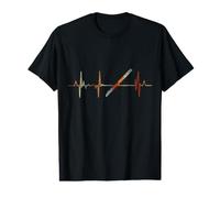 Flûte Heartbeat Vintage ECG Cardiogramme Rétro T-Shirt Graphique avec Valeur