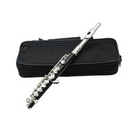 Flûte instruments de musique 16 Trous C Ton Piccolo Doré Argent E upronickel Corps Professionnel Bois Instrument De Musique(Silver)