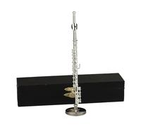 Flûte miniature plaquée avec support et étui - Décoration de bureau - Accessoire de scène musicale - Décoration de bureau durable