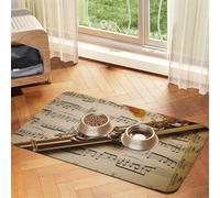 Flûte Music Tapis d'alimentation absorbant en cuir PU pour chien et chat - Protège les sols - Dos en caoutchouc antidérapant - Facile à nettoyer - 30 x 45 cm