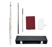 Flûte Professionnelle Flûte Traversière À 16 Trous En Mi Et Do Nickelée Instrument De Jeu Pour Débutant Coloré(Silver)