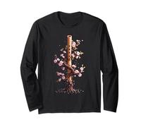 Flûte Shakuhachi Bambou Arbre En Fleurs Harmonie Naturelle Manche Longue