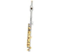 Flûte Traversière C Key Piccolo 16 Corps En Cupronickel À Trous Fermés Instrument Vent Professionnel Demi Taille Avec Étui(Golden Silver)