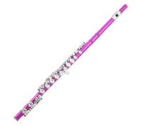 Flûte Traversière Flûte Plaquée Nickel 16 Trous Fermés Ton C Standard(Rose Red)
