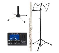 Flute Traversiere en Maillechort Clapets Fermés Set Etui Pupitre Support Tuner