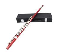Flûte Traversière Flûte À 16 Trous En C Corps En Laiton Blanc Nickelé Avec Étui Instrument Vent Professionnel(Red)