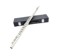 Flûte Traversière Flûte À 16 Trous En C Corps En Laiton Blanc Nickelé Avec Étui Instrument Vent Professionnel(Silver)