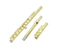 Flûte Traversière Flûte À Trou Fermé Pour Débutant Corps En Laiton Blanc Nickelé 16 Pièces Avec Accessoires(Golden)