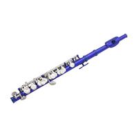 Flûte Traversière Flûte Piccolo Instrument En Laiton Blanc Avec 16 Trous Tonalité C Adultes Débutants Pratique Du Jeu(Dark Blue)