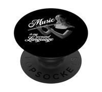 Flûte traversière Music is my second Language Flûte traversière PopSockets PopGrip Adhésif