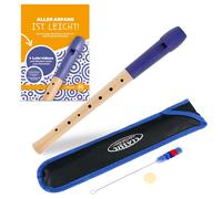 Flutes a Bec Soprano Doigté Allemend Set Etui Kit de Nettoyage Bois Erable Bleu