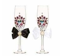 Flûtes à champagne en strass faites à la main pour mariée et marié, pour griller un mariage, un couple