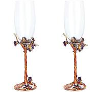 Flûtes À Champagne Ensemble De 2 Verres À Champagne 130 Ml Verres À Champagne Soufflés À La Main Fabriqués En Émaux Peints À La Main Élégante Œuvre D'art De Mariage Et D'anniversaire.-Green