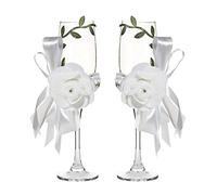 Flûtes à champagne faites à la main en camélia blanc pur de 200 ml pour toast, cadeaux de mariage, cadeaux de couple, décorations de mariage (blanc C)