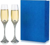 Flûtes à champagne mariage gravées avec strass - Lot de 2 Vendos85