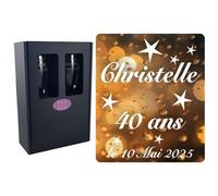 Flûtes à Champagne Modèle Etoiles (Coffret 2 Flûtes) personnalisé avec prénom gravé. Cadeau Anniversaire Personnalisable