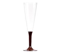 Flûtes à Champagne Réutilisables en PVC, 20 cm, Pied Détachable Coloré, Lot de 10, Translucide et Brillant, Compatible Lave-Vaisselle, 12 Coloris Disponibles, Décoration Fête et Mariage (Chocolat)
