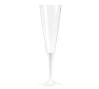 Flûtes à Champagne Réutilisables en PVC, 20 cm, Pied Détachable Coloré, Lot de 10, Translucide et Brillant, Compatible Lave-Vaisselle, 12 Coloris Disponibles, Décoration Fête et Mariage (Blanc)