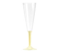 Flûtes à Champagne Réutilisables en PVC, 20 cm, Pied Détachable Coloré, Lot de 10, Translucide et Brillant, Compatible Lave-Vaisselle, 12 Coloris Disponibles, Décoration Fête et Mariage (Ivoire)