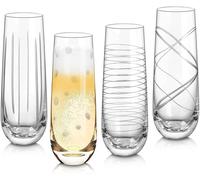 Flûtes à champagne sans pied en verre gravé 4 motifs Vendos85